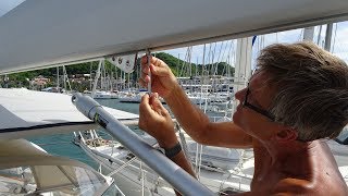 ep23  Boat maintenance  Martinique Marina du Marin  HallbergRassy 54 Cloudy Bay  May 2018 [upl. by Kcolttam]