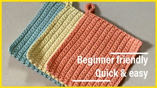 How to Make PotholderDishcloth  For Beginners [upl. by Sonaj]