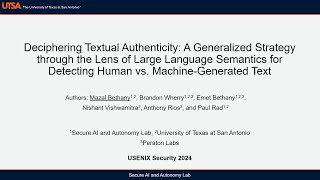 USENIX Security 24  Deciphering Textual Authenticity A Generalized Strategy through the Lens [upl. by Adnawed848]