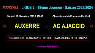 AUXERRE  AC AJACCIO  match de football de la 18ème journée de Ligue 2  Saison 20232024 [upl. by Boy]