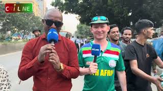 A South African fan discussed the Bangladesh versus South Africa match [upl. by Leacim]