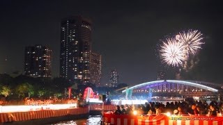 天神祭 船渡御amp奉納花火 2012 大阪 Tenjin Matsuri Festival Fireworks Osaka Japan [upl. by Helmut174]