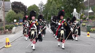 Scottish pipe band marches as the Lonach Pipe Band march to the 2018 Braemar Gathering in Scotland [upl. by Ytsur]