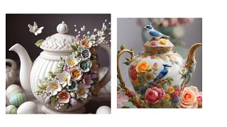 Stunning tea pot decore with clay flowers ideas by home decore beauty tips [upl. by Ishii]