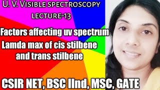 UV visible spectroscopyfactors affecting UV spectra or absorption bandcis stilbenetrans stilbene [upl. by Emeric777]