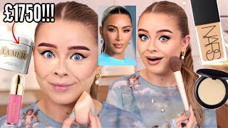 I tried KIM KARDASHIANS NEW Makeup Routine using the SAME PRODUCTS 2022 Oscars look [upl. by Ycats550]