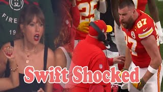 Taylor Swift Shocked Irate Travis Kelce shoves screams at coach Andy Reid midSuper Bowl after Chi [upl. by Ahsatan569]