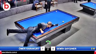 3 Cushion billiards SEMİH SAYGINER vs ÖMER KARAKURT  3 BANT BİLARDO ŞAMPİYONASI ANKARA [upl. by Mackenzie]