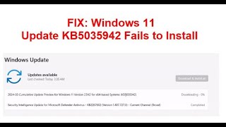 FIX Windows 11 Update KB5035942 Version 23H222H2 Fails to Install [upl. by Ramej]