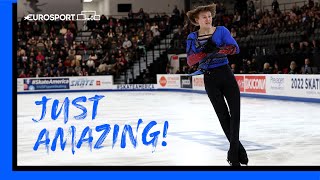 Ilia Malinin produces first Quadruple Axel in Figure Skating Grand Prix history  Eurosport [upl. by Anissej]