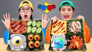 Korea Food Mukbang 접어먹는 김밥 먹방 Folding Kimbap challenge [upl. by Alamat]