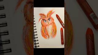 Oil Pastel Owl Painting art oilpastel painting shortsvideo shorts watercolor [upl. by Annayak]