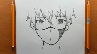 come disegnare un ragazzo anime che indossa una maschera Disegna facilmente gli anime con la matita [upl. by Ellenig]