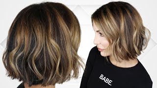 How To Style A Blunt Bob  Undone Textured Waves  Short Hair [upl. by Ellerrad]