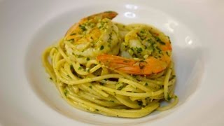 Pesto Shrimp Spaghetti  Cooked by Julie  Episode 56 [upl. by Naihr641]