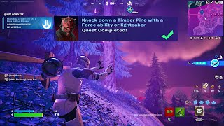 Knock down a Timber Pine with a Force ability or lightsaber Quest Fortnite Begun The Clone Wars Have [upl. by Eedrahc889]