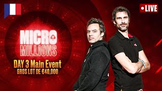 🔴 Main Event MicroMillions Jour 3  40K€ à la win ♠️ Avec Benny amp Yu ♠️ PokerStars en Français [upl. by Gweneth]