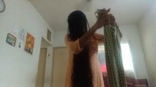 long hair towel drying vlog [upl. by Leorsiy]