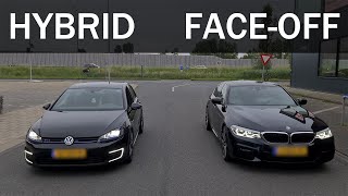 Golf GTE Stage 1 285 HP vs BMW 530e Stage 1 360 HP  0100 kmh  100200 kmh [upl. by Lewak]