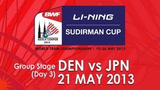 Group Stage  MD  CMogensenMBoe vs HEndoKHayakawa  2013 Sudirman Cup [upl. by Enirehtacyram344]