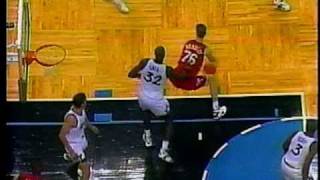 Shaq vs Shawn Bradley Both Block Each Other [upl. by Siramay682]