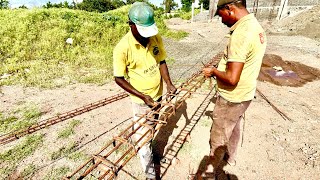 Lintel beam making process wire binding to bars [upl. by Paxton]