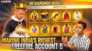 1M Diamonds Wish  Making LR7 VISHAL Account Indias Richest Free Fire ID 😱😱😱 Garena Free Fire [upl. by Hekker117]