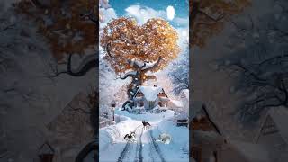 Winter idyll and guard dogssnow viralshort nature rain shortvideo funny bike youtube india [upl. by Sredna]