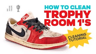 How To Clean Delicate Material Shoes  Air Jordan 1 Trophy Room [upl. by Zednanreh]