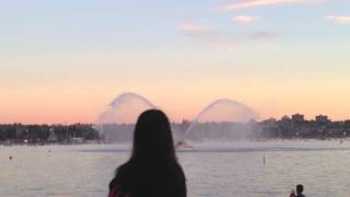 Fireboat Spraying Water Show before Vancouver Fireworks [upl. by Crofoot464]