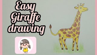 Easy giraffe drawing 😻  giraffe coloring  how to draw giraffe step by step [upl. by Enelrahs]