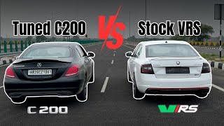 OCTAVIA VRS VS TUNED MERCEDES C200  DRAG RACE🚀 [upl. by Mobley]