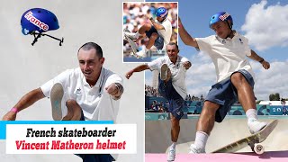 Olympics Paris 2024 Fuming French skateboarder Vincent Matheron kicks his helmet in anger after [upl. by Willetta]