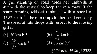 A girl standing on road holds her umbrella at 45° with the vertical to keep the KM DTS 36 Q7 [upl. by Ahsienroc]