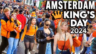 Kings Day Amsterdam 2024 🇳🇱10 Million Dutch On Streets Walking Tour Netherlands [upl. by Eeleak369]