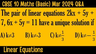 CBSE 10 Maths Basic  Linear Equations  Mar 2024  ShibuTecahes [upl. by Naujyt650]