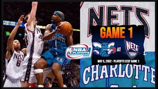 Charlotte Hornets at New Jersey Nets  2002 Playoffs ECSF Game 1 [upl. by Streetman923]