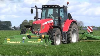 Grasmaaien met KRONE EasyCUT 9000CVT Bruining Meedhuizen [upl. by Eckhardt]