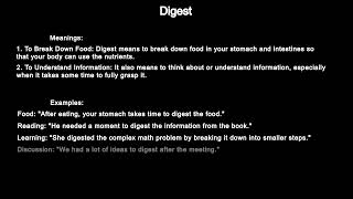 Understanding the Word quotDigestquot [upl. by Avera138]