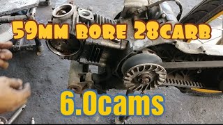 mio1 59mm bore 28mm KOSO carb engine refresh [upl. by Spragens552]