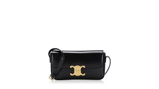 Celine Shiny Calfskin Claude Triomphe Shoulder Bag Black [upl. by Nediarb]