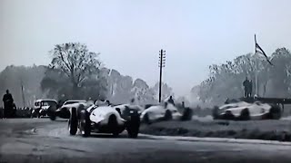 1938 Donington GP 60 fps Tazio Nuvolari in Auto Union TypeD vs Mercedes W154s  British Pathé [upl. by Richmal953]