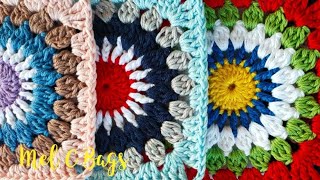 Granny Square GIRASOLE mattonella della Nonna VIDEO TUTORIAL  1° Parte MelCbags [upl. by Aikin240]