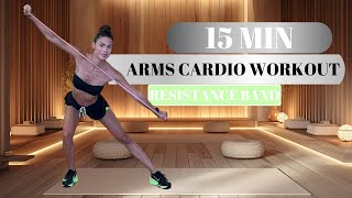 SAGGY ARMS CARDIO  15 MIN HIGH INTENSITY VIBRATION EFFECT  RESISTANCE BAND  At Home Workout [upl. by Malloy]