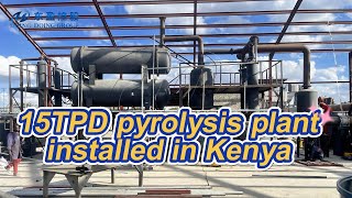 DOING pyrolysis machine project in 【kenya 】Waste tyre to fuel oil recycliing production line [upl. by Audre]