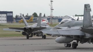 Two RCAF CF18 Hornets LOUD Startup Taxi and Takeoff from Calgary Airport ᴴᴰ [upl. by Anuahsat]