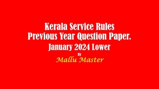 KSR Previous Year Question Paper January 2024 Lower [upl. by Dermot790]