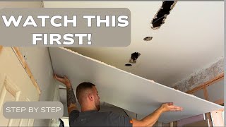 How To EASILY Plasterboard A Ceiling  DIY Step by Step [upl. by Kasevich245]