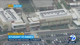 Student stabbed at Nogales High School in La Puente one person detained [upl. by Ahseet]