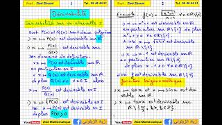 Cours Dérivabilité Bac Math Science  Technique  Info [upl. by Lahcsap]